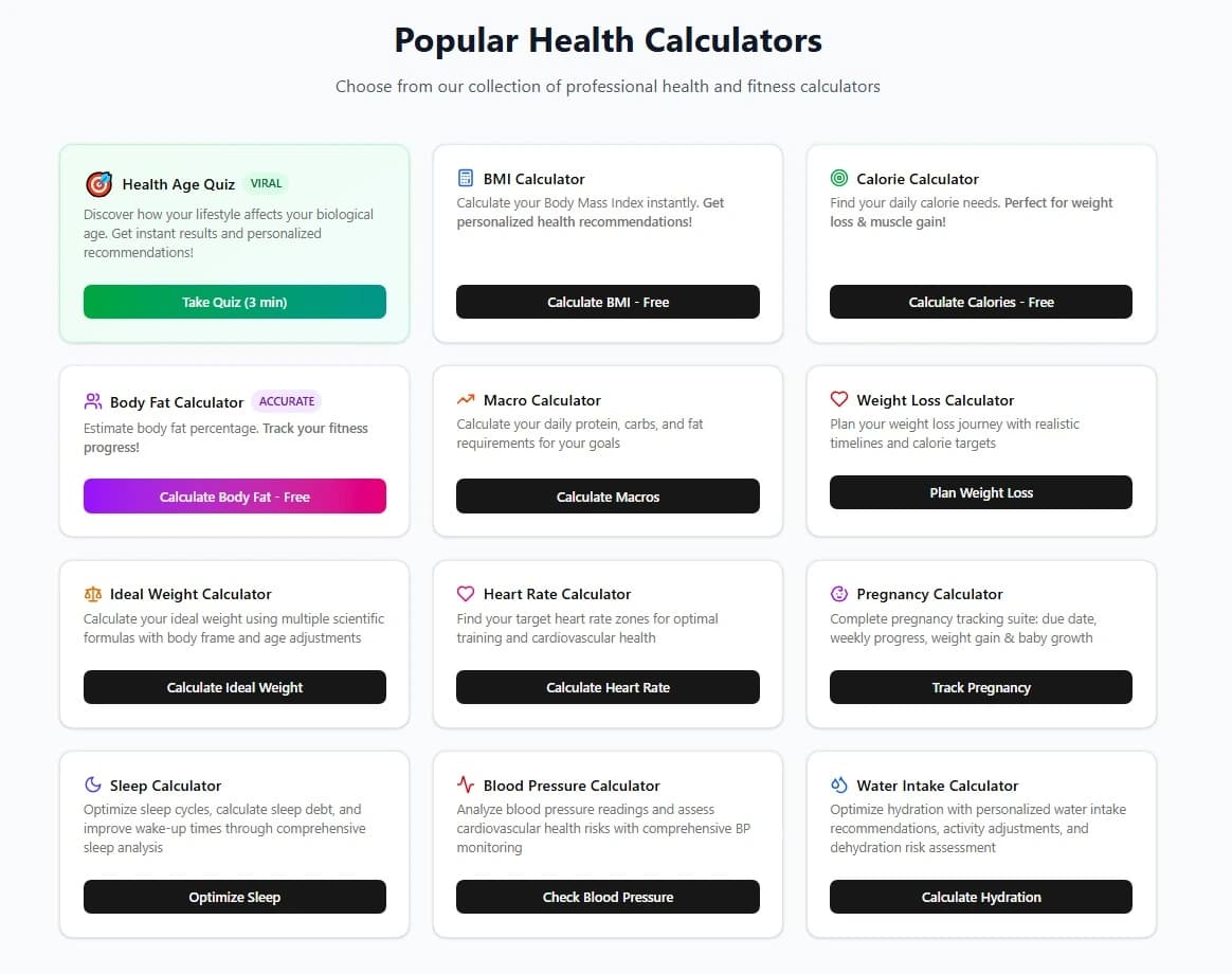Calorie calculator and nutrition planning interface