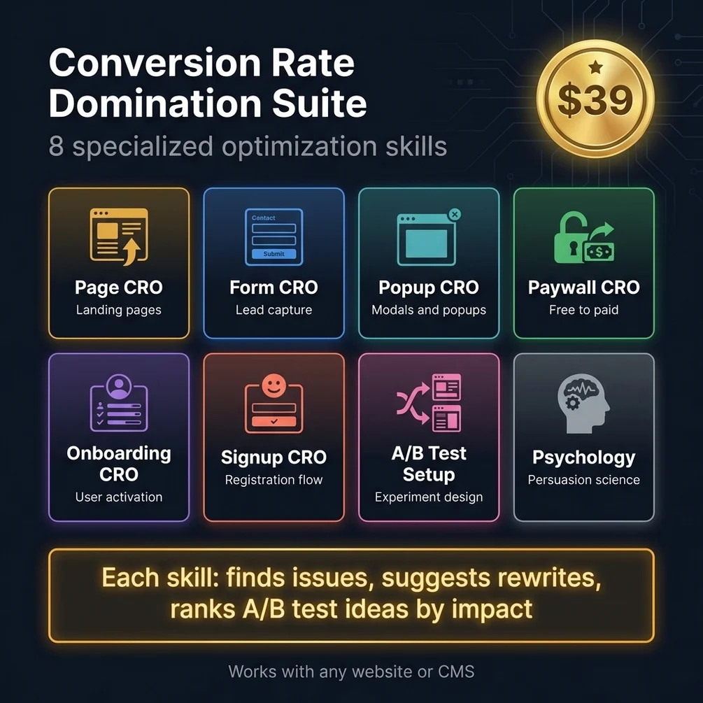 Landing page CRO audit — 40+ conversion principles, rewrite suggestions, A/B test ideas