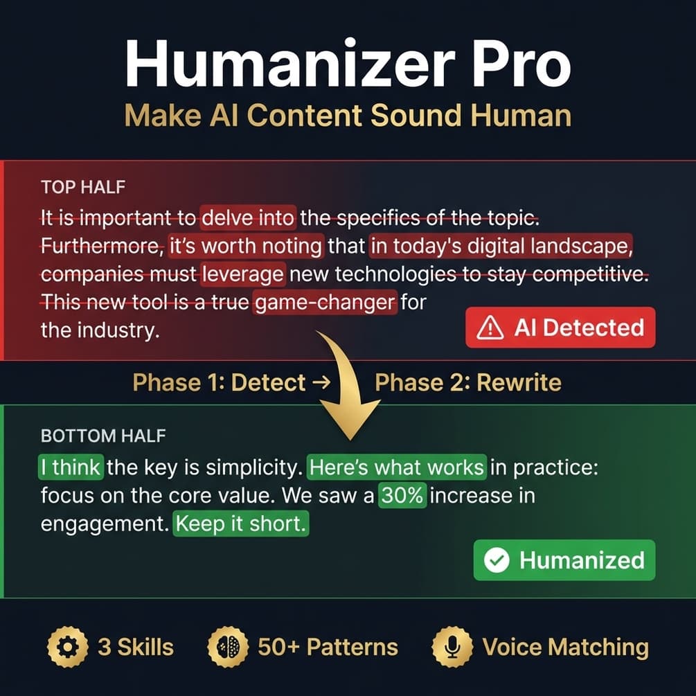 Humanizer copy editing copywriting 3 skills workflow AI content pipeline