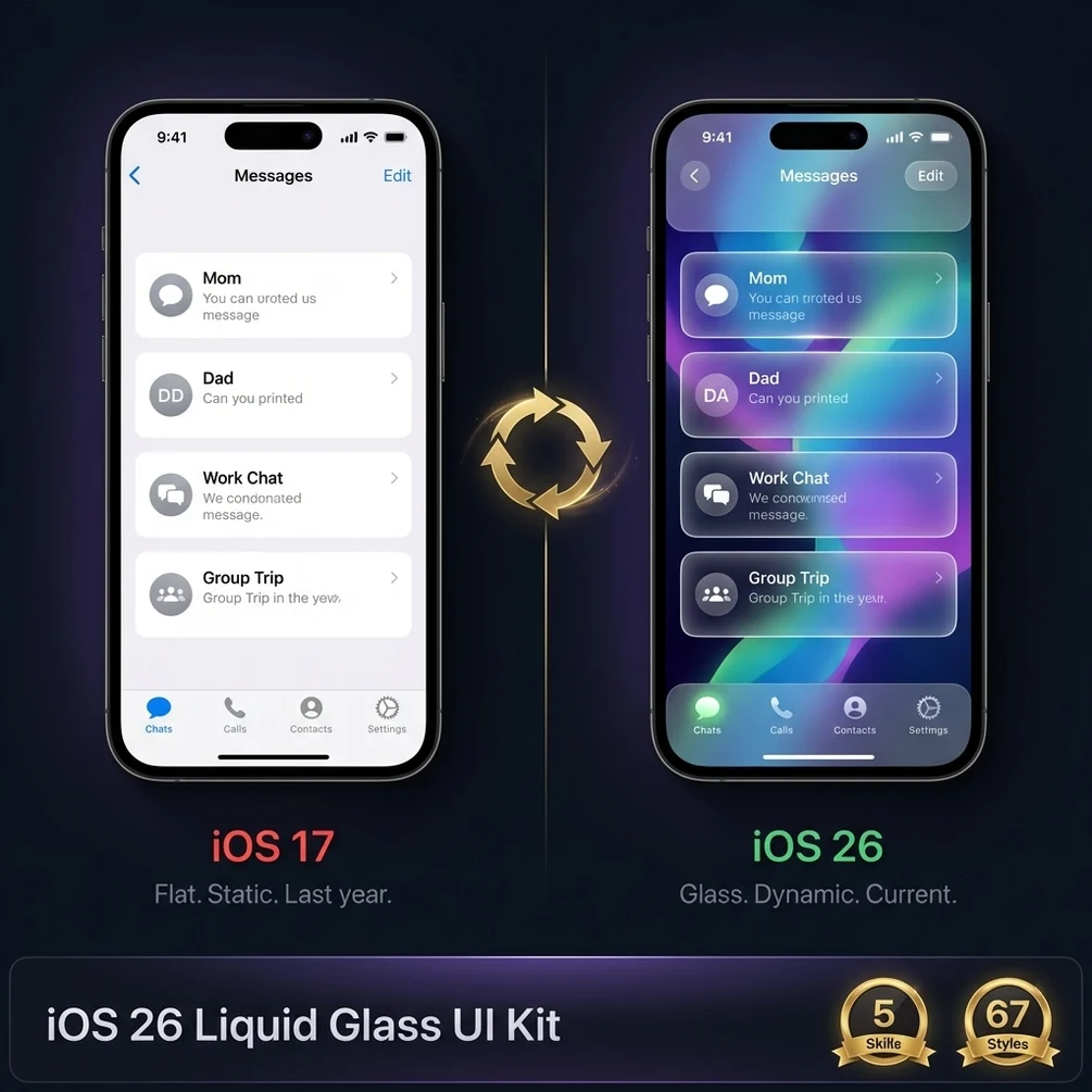 Liquid Glass variants — regular, tinted, prominent, thin, interactive SwiftUI code