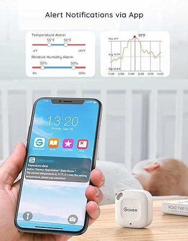 Govee Bluetooth Hygrometer Thermometer, Wireless Thermometer, Mini Humidity Sensor with Notification Alert, Data Storage and Export, 262 Feet Connecting Range