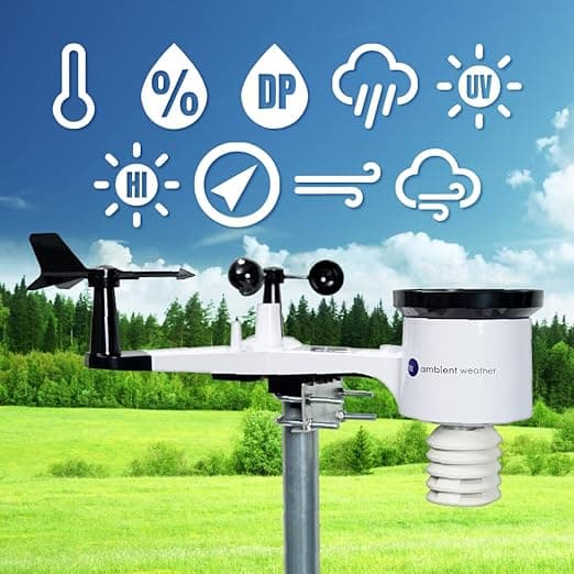 Ambient Weather WS-2902 Wi-Fi Smart Weather Station with Alerts, Indoor Monitoring, and Wireless Outdoor Sensor Array and Rain Gauge